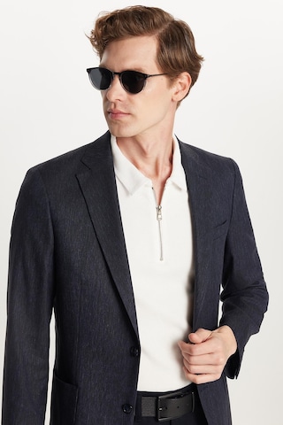 Tudors Erkek Slim Fit Mono Yaka Çift Yırtmaçlı Casual Lacivert Tek Ceket-33912 Lacivert