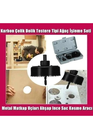 11 Parça Buhat-Buat Panç Yuvarlak Delik Açma Seti Metal Ahşap Met