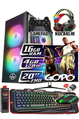 Warbox Gopo X5650 16 GB 256 GB SSD 250 GB HDD R7240 4 GB 20" W10P Masaüstü Oyuncu Bilgisayarı