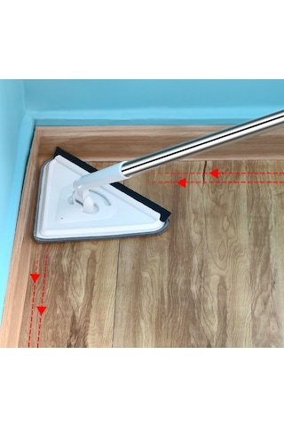 Üçgen Cam Silecekli Beyaz Köşe Mop 148 CM