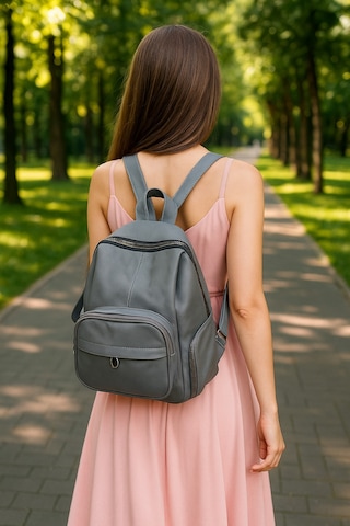 Newish Polo Donna Model Sırt Çantası-yıkama Suni Deri Gri