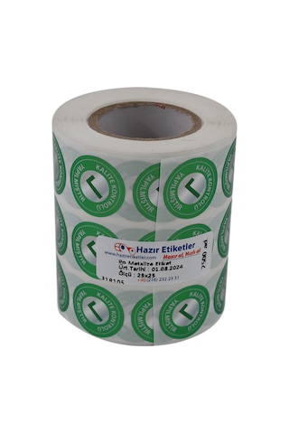 Pp Metalize Kalite Kontrolü Yapılmıştır Etiketi 25mm Çap 2500 Adet Yan Yana 3 Lü
