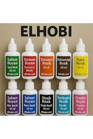 30 Ml X 10 Adet Farklı Renklerde Sabun Boyası Veya Renklendirici