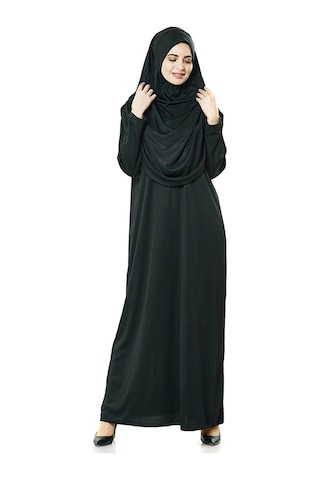 Tek Parça Namaz Elbisesi - Siyah - 5015  ve  Seccade  ve  Zikirma Siyah