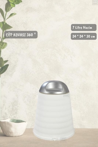 Çöp Kovası Bas-çek Kapaklı Çöp Kutusu Banyo Çöp Kovası Beyaz 7 Litre Beyaz