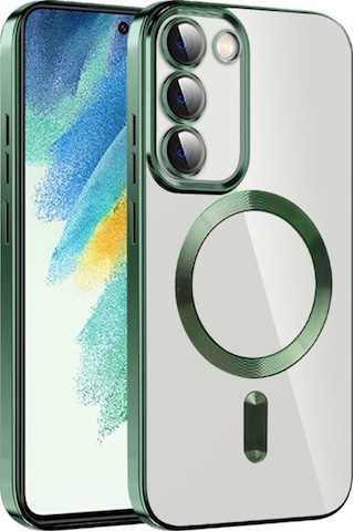 Teknomoda Samsung Galaxy Uyumlu S21 Fe Kılıf Kamera Lens Korumalı Renkli Magsafe Şeffaf Silikon