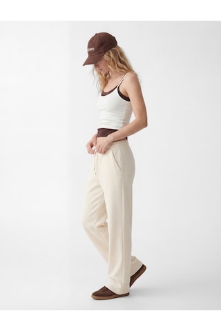 Koton Beli Bağcıklı Lastikli Geniş Paça Eşofman Pantolon Ekru 6sak40091ek