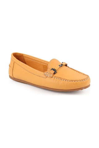 Libero L081.25701 Antik Görünümlü Metal Toka Detaylı Esnek Termo Taban Kadın Loafer Sarı