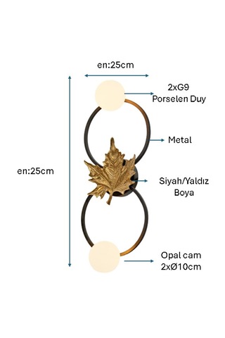 Siyah/sarı Yaldız Boyalı Armatür Plc-1219-ap-bsy Siyah