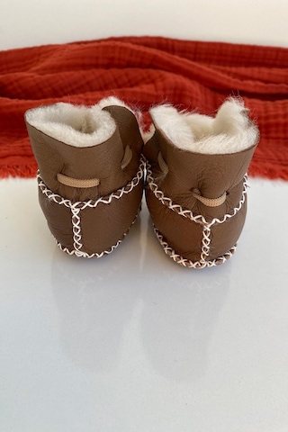Babywom Babywom Önden Bağcıklı Organik Deri Bebek Botu- 1013 Kahverengi