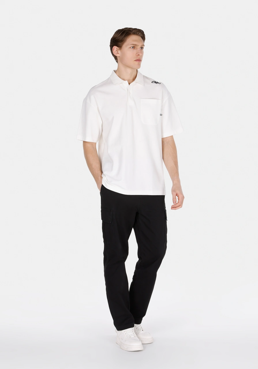 Colin's Colins Oversize Fit Polo Yaka Düz Erkek Beyaz Kısa Kol Tişört Cl1073162 Q1.v1 Ofw Beyaz