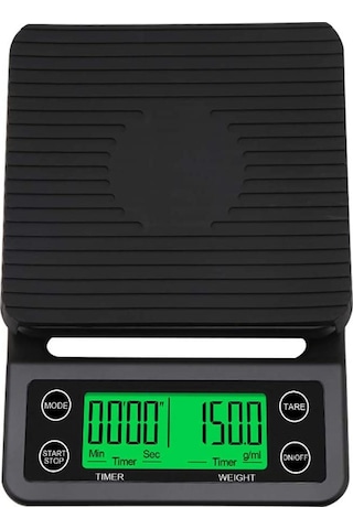 3 Kg Zaman Ayarlı Hassas Kahve Terazisi Tartı 0.1gr Hassasiyet