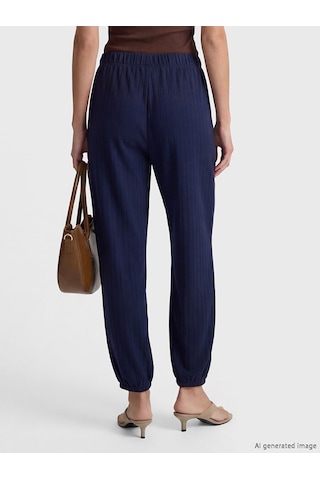 Lcwaıkıkı Basic Lacivert Beli Lastikli Çizgili Kadın Jogger Pantolon