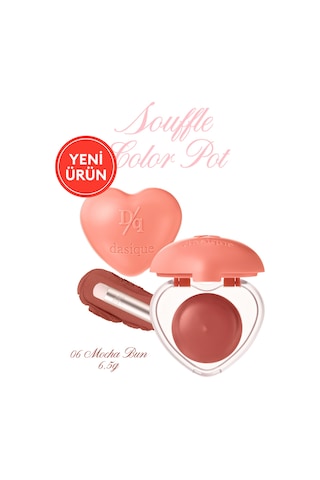Dasique Kalp Tasarımlı Yoğun Pigmentli Köpük Yapılı Kadife Bitiş Sunan Ruj Souffle Color Pot 06 Mocha Bun 06 Mocha Bun