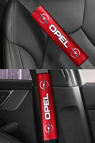 Opel Logolu Kırmızı Dijital Baskılı Emniyet Kemer Pedi 2 Li Konforlu Araç Kemer Kılıf Seti