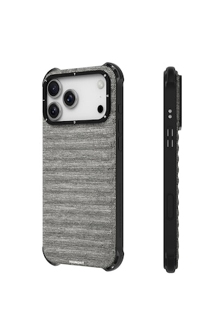 Apple Uyumlu iPhone 17 Pro Max Kılıf M-safe Şarj Özellikli Youngkit Canvas Serisi Kapak Gri Gri