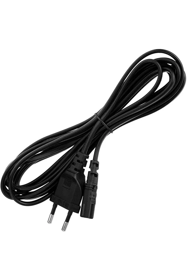 3 Metre Teyp Işıldak Fişi C7 Power Güç Kablosu 3m 2x0.75 Enerji Kablosu 2 Pinli Power Cord Pvc Siyah