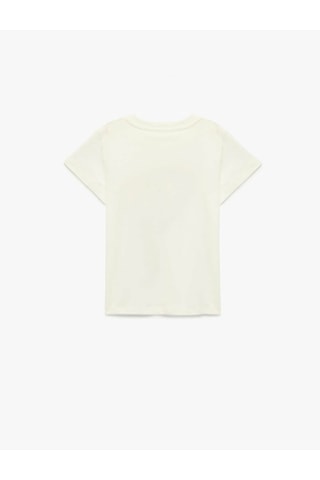 Koton Kelebek Baskılı Ekru Kız Çocuk T-shirt 6skg10020ak Ekru
