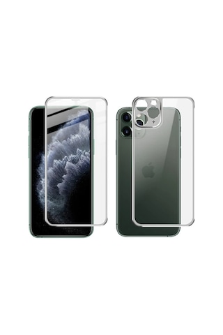 iPhone Uyumlu 11 Pro Metal Çerçeve Ön Arka 3d Full Tempered Cam Koruyucu-1852