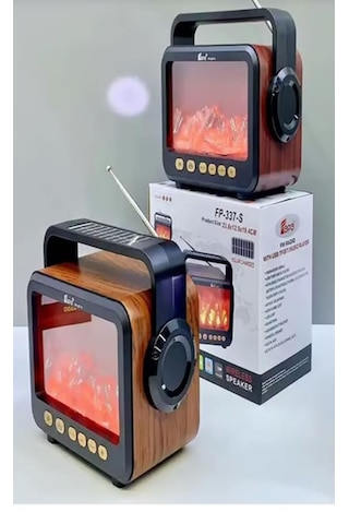 Şömine Efektli Nostajik Radyo Solar Panelli Nostaljik Görünümlü Bluetoothlu Ve Fenerli Mp3 Çalar Müzik Kutusu
