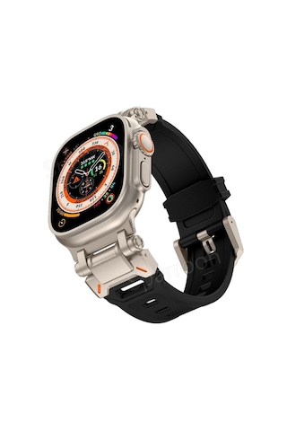 Apple Uyumlu Watch 42mm 44mm 45mm 49mm Titanyum Metal Bağlantı Kitli Silikon Kordon 101