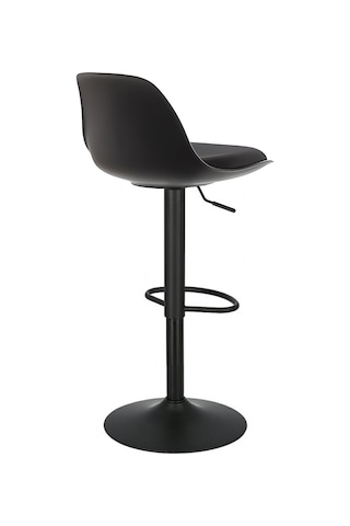 Bürocci Nadya Bar Sandalyesi - Siyah Deri - Mat Siyah Ayaklı Yüksek Bar Taburesi - 9537y0101 Siyah