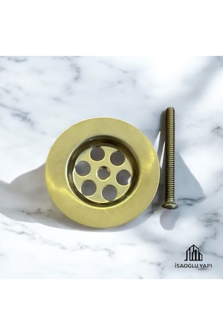 İsaoğlu Yapı Mat Gold Lavabo Süzgeci Mat Altın Lavabo Gideri Bütün Lavabolarla Uyumlu Mat Gold Gider Gold Altın