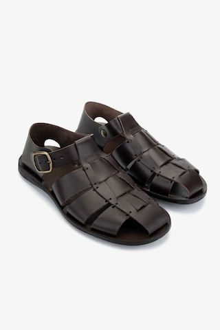 Valmenti Erkek Hakiki Deri Kahverengi Düz Sandalet 1152 1520 Erk Sndlt Y25 T.moro Kahverengi