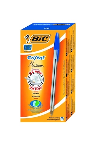 Bic Cristal Medium Mavi Tükenmez Kalem (50 li Kutu)