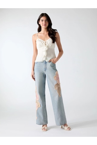 Guess Rey Loose Fit Kadın Jean Pantolon W6ya4bd1772 Mavi