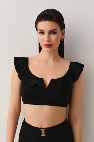 Suwen Volanlı Bralet Bikini Üst Sbn26400012 Siyah