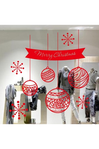 Geekyou Noel Dekorasyonu Pvc Duvar Stickerı - Geri Çıkarılabilir Pencere Vitrini Decoru M-122 Diğer