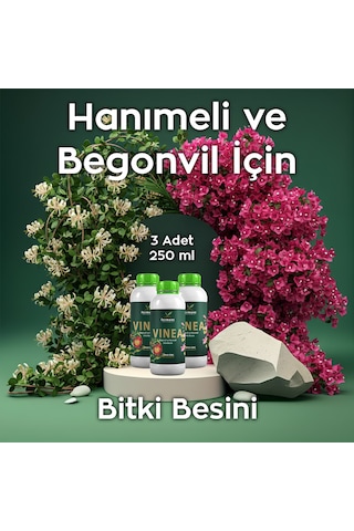 Vinea Üçlü 250 Ml 3 Adet Dış Mekan Süs Bitkisi Besini - Begonvil Ve Hanımeli İçin Hızlı Büyüme 250 ML