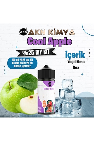Cool Apple Yoğun Dıy Kit Yeşil Elma Buz Gıda Aroması %25 Oranda Aroma İçerir Hazır Değildir 100 Ml