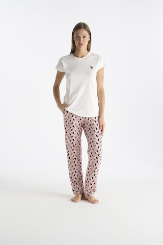U.S. Polo Assn. U.s Polo Assn. 20248 Kadın Bisiklet Yaka Kısa Kollu Pijama Takımı-ekru
