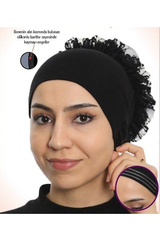 Slikonlu Kaymaz Dikişsiz Fırfırlı Bone Sdfpkdfb1001 Siyah