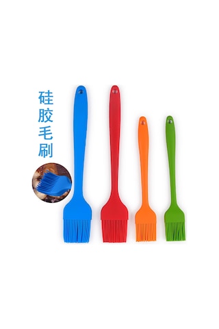 Hfambition Pembe Silikon Teflon Fırça, Tümleşik Tam Kapaklı Kollü, Fırın Ve Bbq İçin Sıcak Dayanıklı, Pastane Pişirme Yağlı Fırça - 2 Numara Çok Renkli