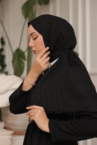 D Desen Şal Siyah Çok Renkli
