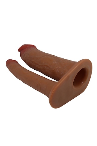 Odinsshop 4 Cm Uzatmalı Çiftli İçi Boş 17,5cm Çatal Penis Kılıfı
