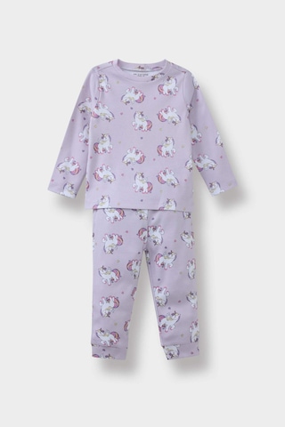 Defacto Kız Bebek Pijama Takımı Unicorn Baskılı Uzun Kollu Üst Uzun Alt F0632a525aupr306 Mor
