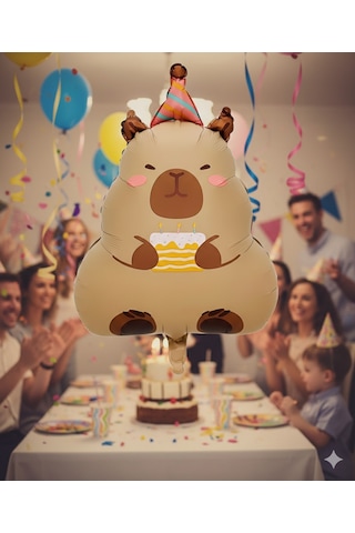 69x48,5 Cm Capybera Kapibara Doğum Günü Folyo Balon - Parti Dekorasyon Balonu Çok Renkli