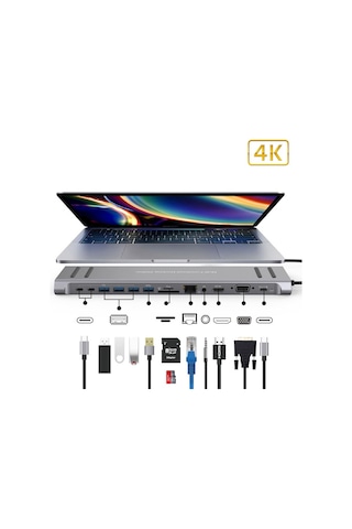 Apera GN-79 Laptop Dock İstasyonu 14 in 1 Usb 3.0 Type-C Adaptör