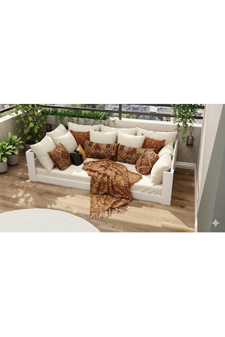 Mdf Sedir Kanepe 90x190 Cm İç Ölçü Mindersiz Gönderilir Beyaz