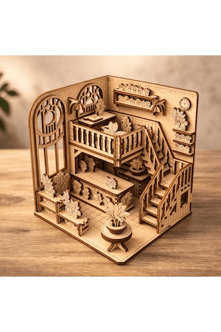 Indoor Garden Ahşap Maket Seti Dıy Miniatür İç Mekan Bahçesi Book Nook Dekoru