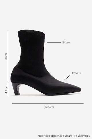 Luvishoes Alora Siyah Scuba Kadın Kısa Topuklu Bot Siyah