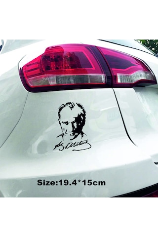 Mustafa Kemal Atatürk İmzalı Araç, Araba, Oto, Motorsiklet, Kask, Laptop, Cam Sticker 19,4x15 Cm