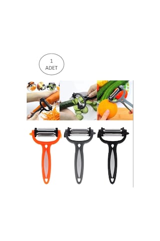 Renkli Saplı 3 Başlı Çelik Soyacak - Soyucu Çok Renkli