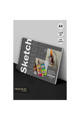 Eskiz Defteri Sketch Book A4 110gr, Sert Kapak Resim Defteri Premium Resim Defteri