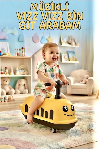 Vız Vız Bin-git Arı Temalı Çocuk İlk Arabam - Müzikli Ve Işıklı Eğlenceli Eğitici Oyuncak Sarı