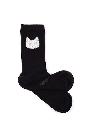 Faik Sönmez Kedi Jakarlı Soket Çorap W26crp015 Uw26crp01510 Siyah